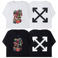 Off-White Cartoon Graffiti Arrow Cross Print Short Sleeve T-Shirt