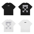 Off-White Glitter Crackle Arrow Cross Print Short Sleeve T-Shirt