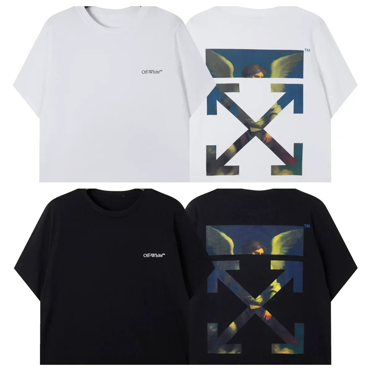 Off-White Angel Painting Arrow Graphic Short Sleeve T-Shirt
